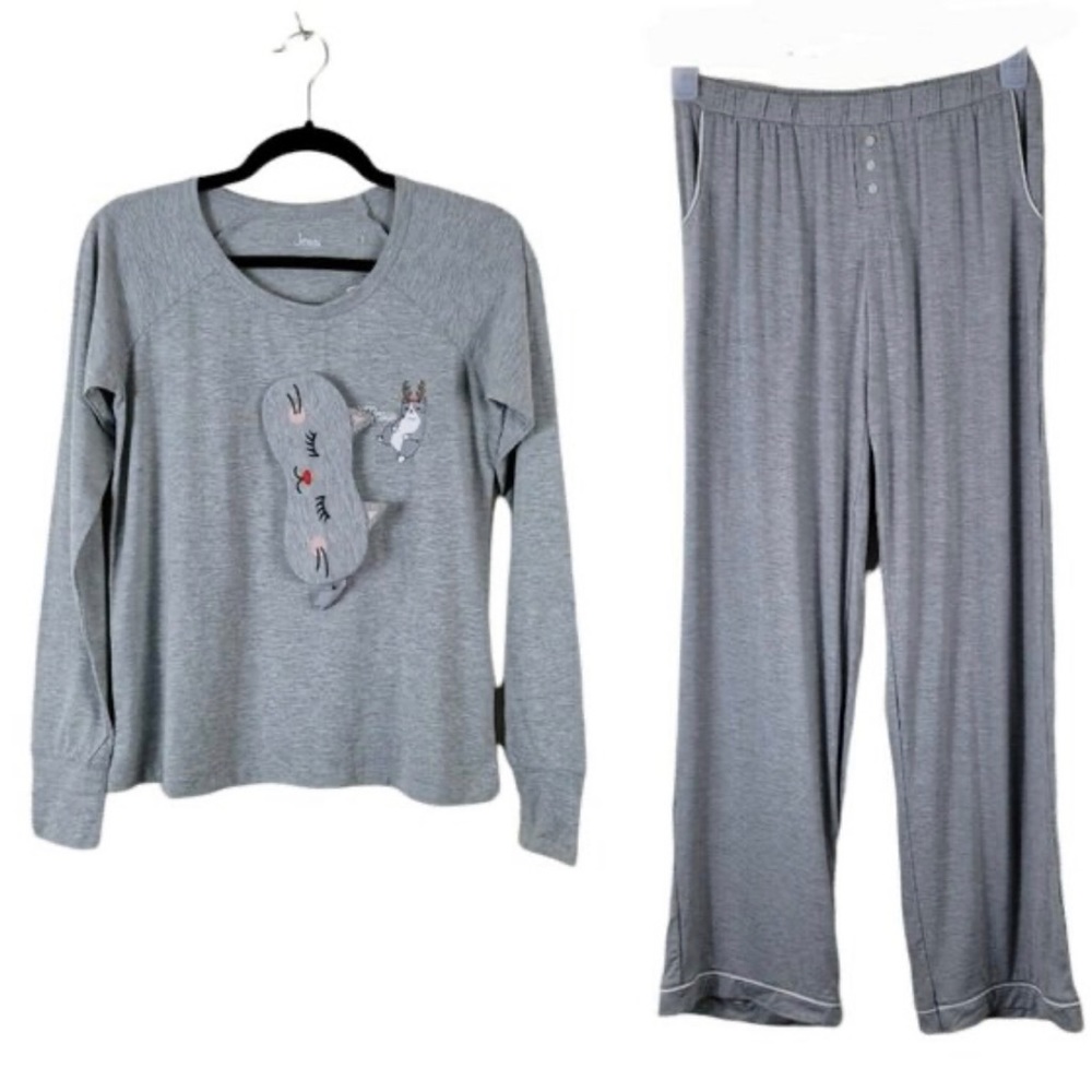NIB Jenni Reindeer Kitty Graphic Print Pajama Set Size M